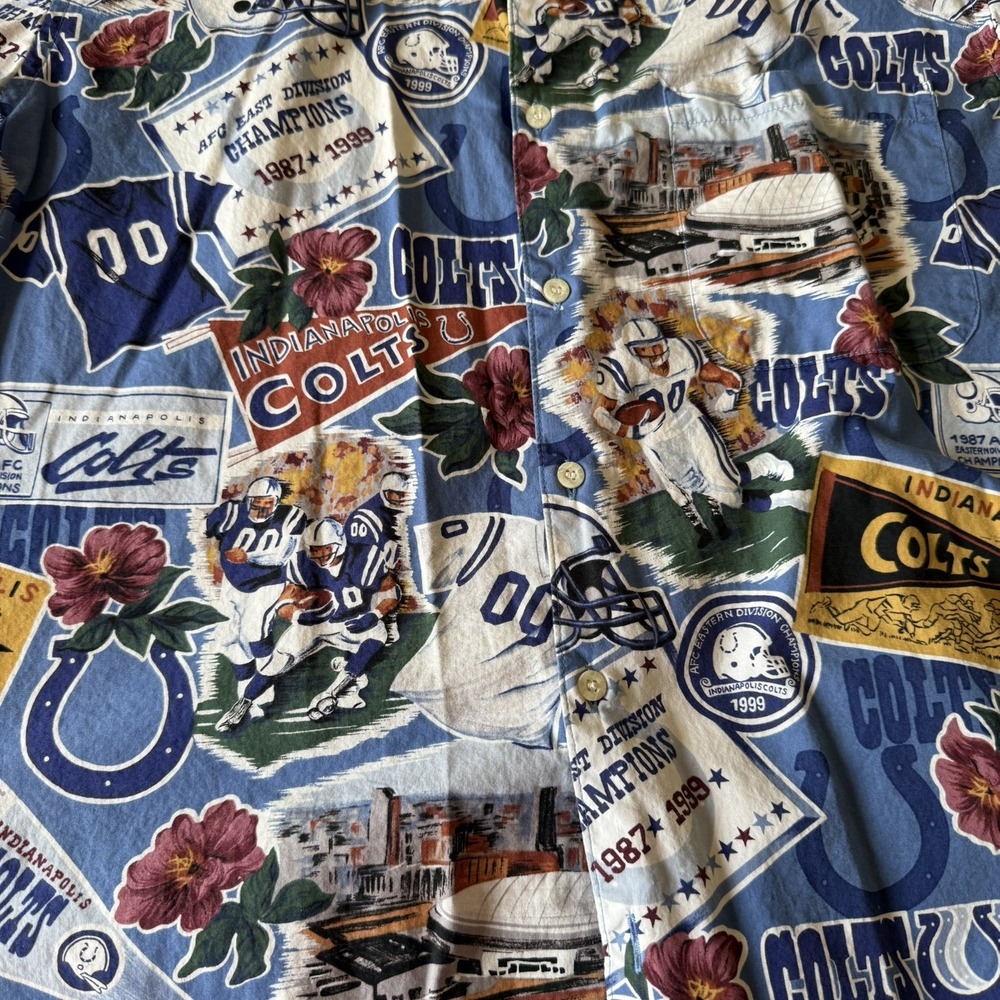 Vtg Indianapolis Colts Shirt Mens Large Blue Reyn Spooner‎ Hawaiian Button Up